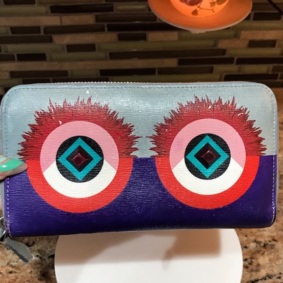 FENDI Monster Long Zip Around Leather Wallet 😍💜🔥 - Picture 11 of 17